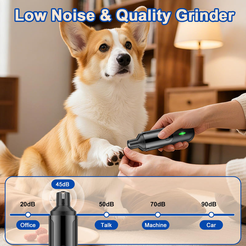 Dog Nail Grinder, Quiet and Low-Vibration Dog Nail Trimmers for Large Dogs, Medium, Small Dogs Cats Pets, Upgrade Professional Electric Pet Paws Toenail Grooming Tool Black - PawsPlanet Australia