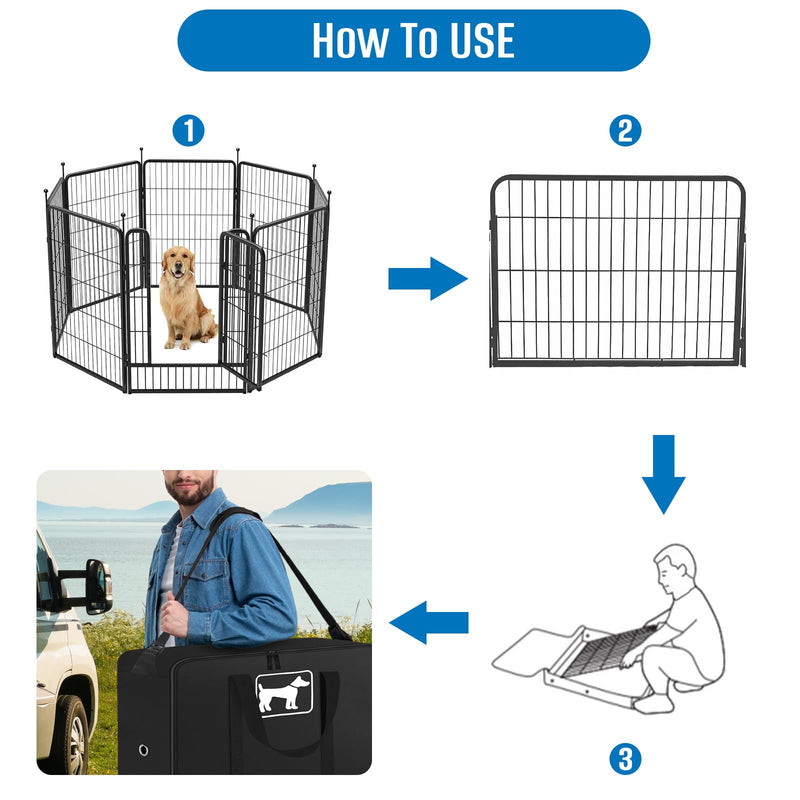 SIRUITON Dog Playpen Storage Bag Fits 32" H 8 Panels and 9 Stakes, Heavy Duty 600D Oxford Fabric Suitable for Foldable Exercise Pet Playpen, Dog Fence Travel Bag with Reinforcing Plate & Shoulder 32 inch - PawsPlanet Australia