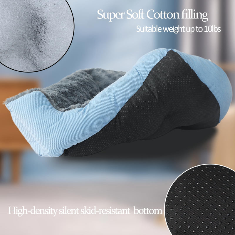 Doggie Beds for Small Dogs Washable Rectangle Kitten Beds for Indoor Kittens 18"X14",Small Size Kitty Calming Sofa Extra Cozy Anxiety Pet Sherpa Cat Bed Anti Slip Plush Couch for Puppy,Blue 18"L x 14"W x 4"Th Blue - PawsPlanet Australia