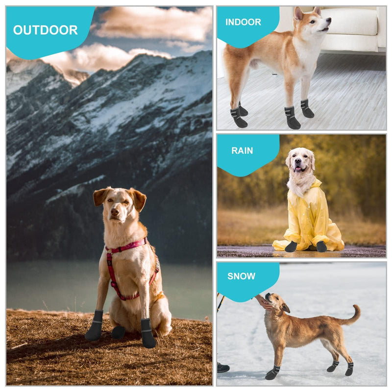EXPAWLORER Waterproof Dog Shoes for Small Medium Large Dogs, Dog Shoes for Hot Pavement, Hiking Walking, Reflective Dog Booties for Outdoor Snow Rain Days, Anti-Slip Dog Boots & Paw Protectors Black M - PawsPlanet Australia