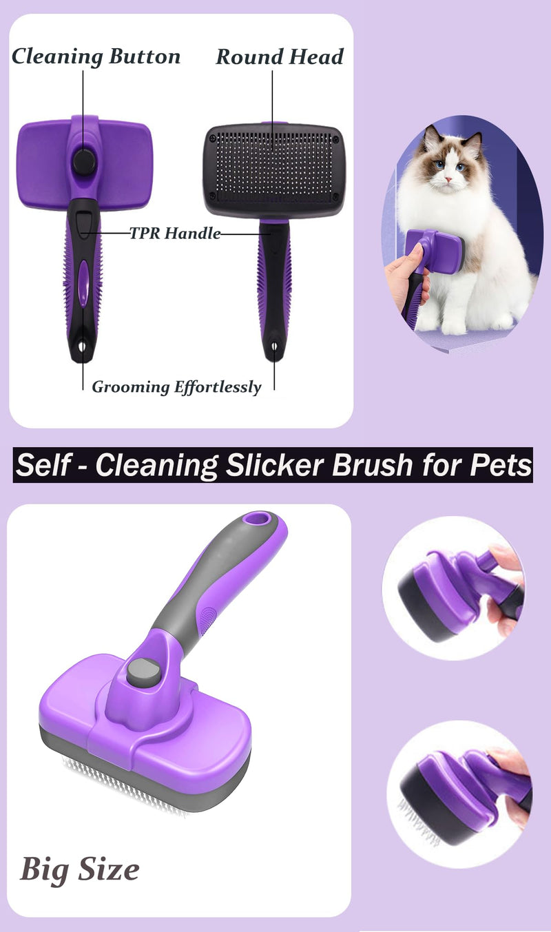 Dog Grooming Gloves and Brush Set - Dog Washing Gloves | Self-Cleaning Slicker Brush| Dog Bath Brush| Grooming kits for Nose and Teeth (7 pcs) - PawsPlanet Australia