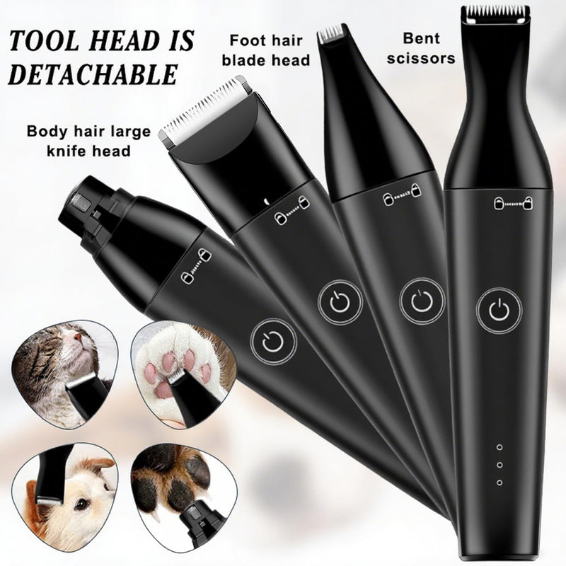 Sunny Power 4 in 1 Dog Clippers Grooming Kit, Professional Pet Clippers for Cats Rabbit, Safe Paw Trimmer Cat Shaver, Dog Hair Clipper with Low Noise, Rechargeable Cordless Cat Clippers for Matted Fur