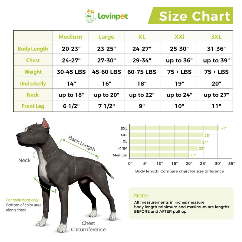 LovinPet Dog Recovery Suit - Medium Large - After Surgery Big Dog Recovery Suit Anti Licking Abdominal Wound Surgical Clothes Post-Operative Vest E-Collar Alternative,Monkey,Green,L Green collar/White - PawsPlanet Australia