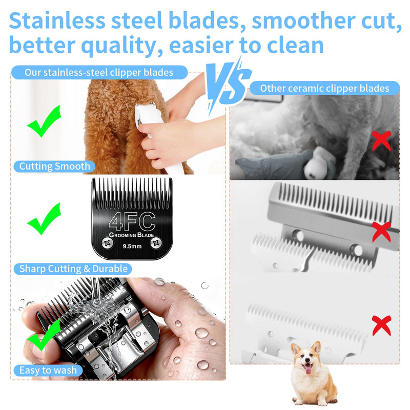 3 Pcs Size 7FC Detachable Dog Grooming Blades, Compatible with Andis, Oster A5, Wahl KM10 Series Clippers, Cut Length 3.2mm, Black (7FC 3.2mm, 3Pcs) 7FC 3.2mm, 3Pcs