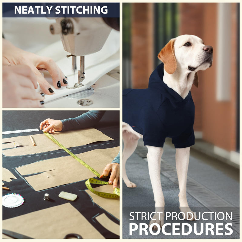 Basic Dog Hoodie, Soft Pet Hoodie Sweater with Leash Hole and Pocket, Cotton Puppy Sweatshirt Fashion Outfit for Small Medium Large Dogs- Navy Blue (Medium) - PawsPlanet Australia