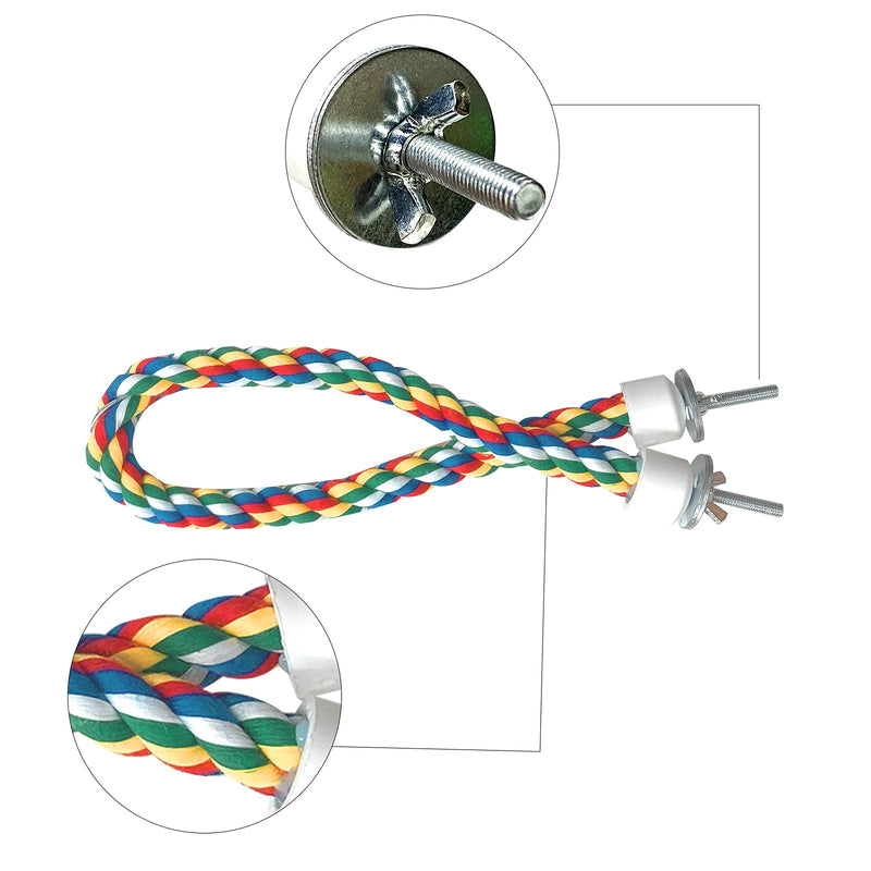 2PCS Bird Rope Perches, Colorful Cotton Parrot Toys Comfy Perch for Rope Bungee Bird Toy 21 Inch