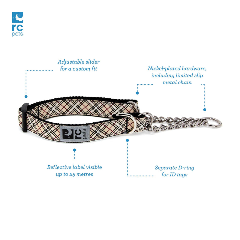 RC Pets 1" Martingale Training Collar, Medium, Tan Tartan Medium - 1" Width - PawsPlanet Australia