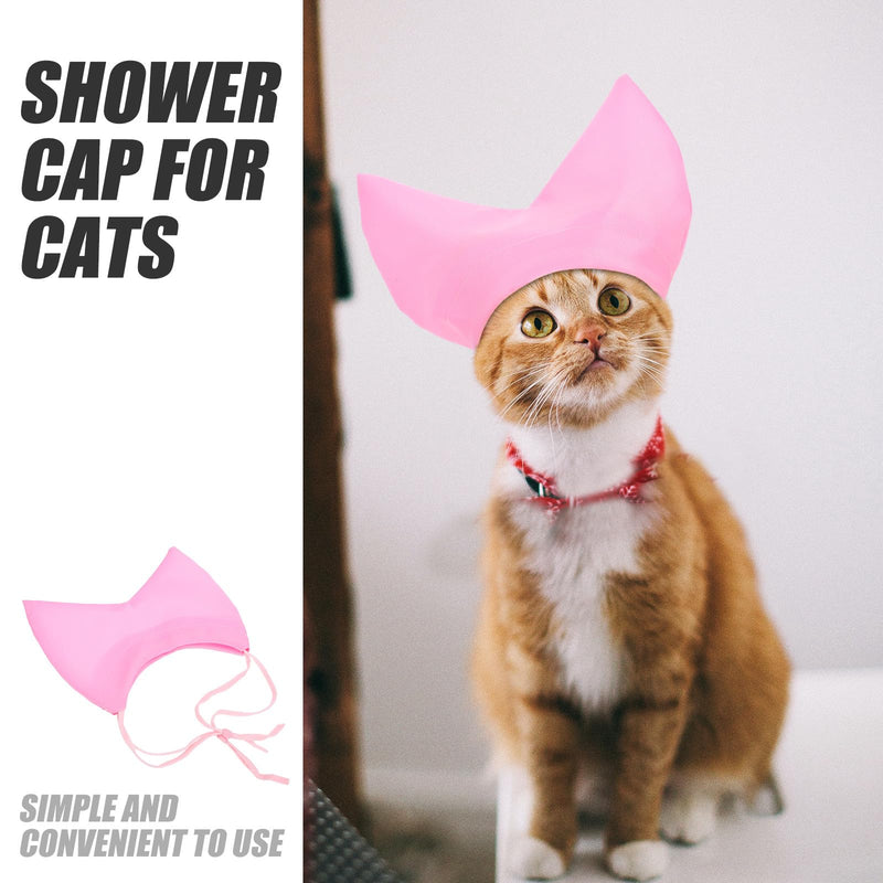 SOLUSTRE Cat Bathing Cap in Pink with Adjustable Fit and Ear Protection for Cats, Made of Polyester for Bathing and Swimming