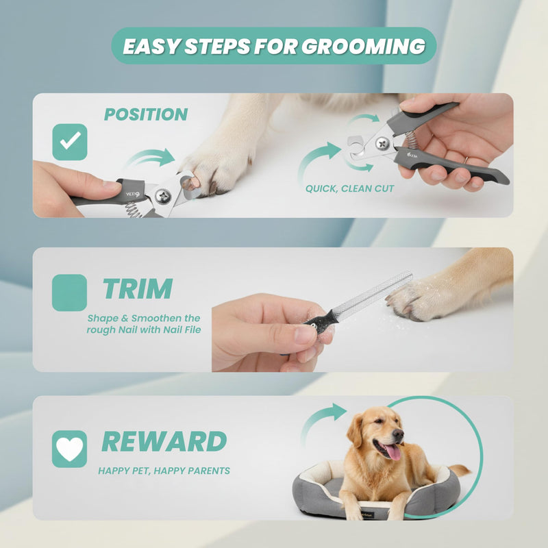 Dog Nails Clippers with Safety Lock & Nail File Professional Dog Clippers Suitable for All Sized Breeds Protection Guard to Prevent Over Cutting Suitable for Cats Rabbits (Gray Black, Large) Gray Black - PawsPlanet Australia