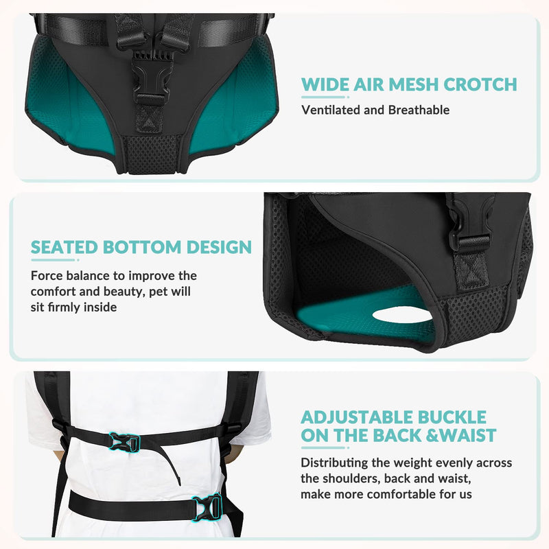 Lukovee Dog Backpack Carrier, Legs Out Easy-fit Dog Front Carrier for Small Medium Dogs, Adjustable Hands Free Dog Chest Carrier for Hiking Cycling (B,Medium) Black - PawsPlanet Australia