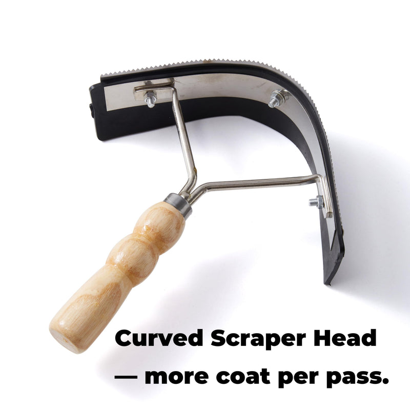 Metal Sweat Scraper for Horses – 2-in-1 Grooming Tool with Rubber Edge and Wooden Handle, Metal Curry Comb for Horses and Cattle, Compact Curved Scraper for Barn, Stable, and Equestrian Care