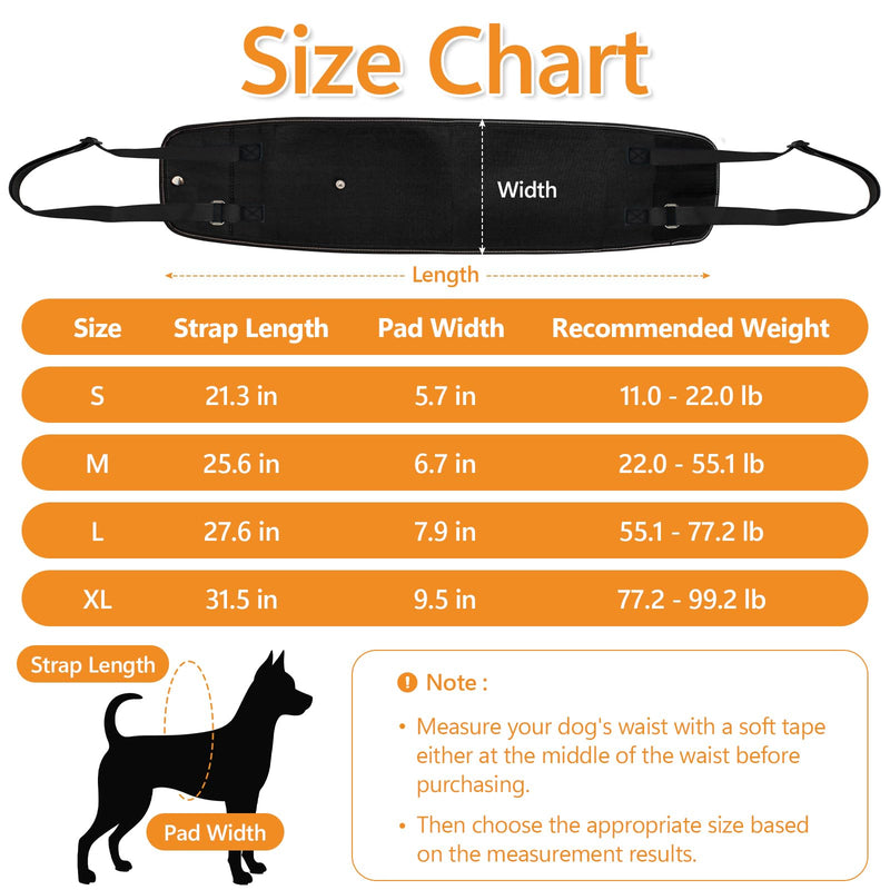 Dog Lift Harness Dog Sling for Large Dogs, Portable Dog Carrier Sling for Back Legs, Ajustable Hip Support Harness for Weak Rear Leg, Assist Senior Disabled Joint Injuried and After ACL Medium Black - PawsPlanet Australia