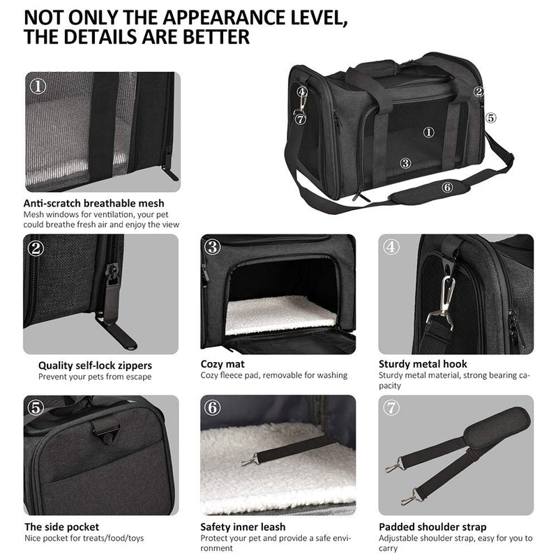 Petbuy Pet Carrier Bag for Dog Cat,Portable Pet Bag Folding Fabric Pet Travel Carrier Pet Cage for Small Dog, Collapsible Puppy Messenger Pet Bags Airline Approved，Breathable & Durable Medium Black - PawsPlanet Australia