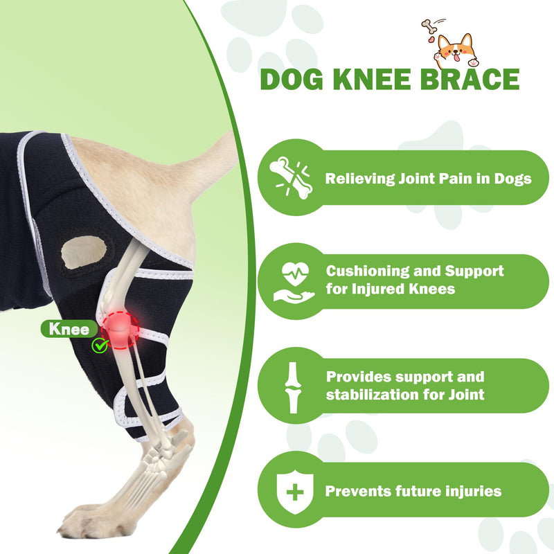 Dog Knee Brace – Strong, Lightweight Support for ACL and CCL Injuries, Promotes Healing, Improves Walking Ability, and Enhances Daily Activity for Active Dogs, XL Blck