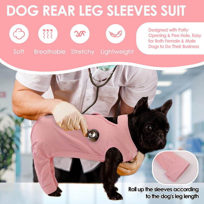 KOESON Dog Recovery Suit Hind Leg, Recovery Sleeve for Female Male Dogs, Pet Leg Sleeve to Stop Licking, Pet Rear Leg Wound Cover, Dog Spay Onesie for Wound Heal Care XX-Large Pink