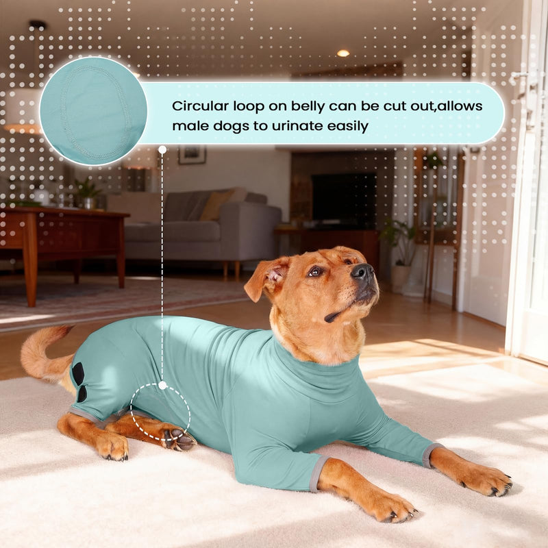 Postoperative Dog Suit, Non-Irritating Skin-Friendly Material, Anti-Licking Healing Protection, Adjustable Fit Pet Clothes, Green, L Large