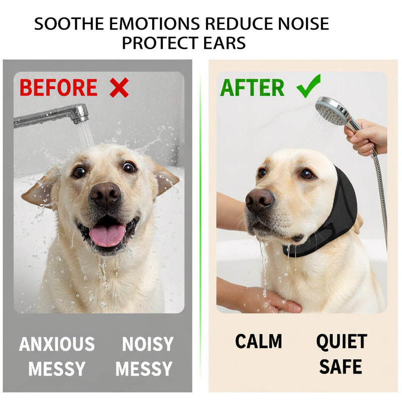 Tabanzhe 2 PCS Dog Calming Ear Wraps,Adjustable Dog Ear Protectors 35–48cm Dogs Snood Head Wrap,Noise Reduction Ears Cover for Dogs Anxiety Relief Grooming Bathing Fireworks Thunder(Grey)