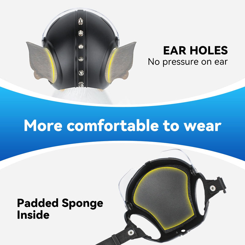 LESYPET Dog Helmet Small Breed, Dog Motorcycle Helmet Drop-Down Clear Visor for Outdoor Motorcycling Windproof Pet Hat with Ear Hole, with Rivet Clear - Rivet - PawsPlanet Australia