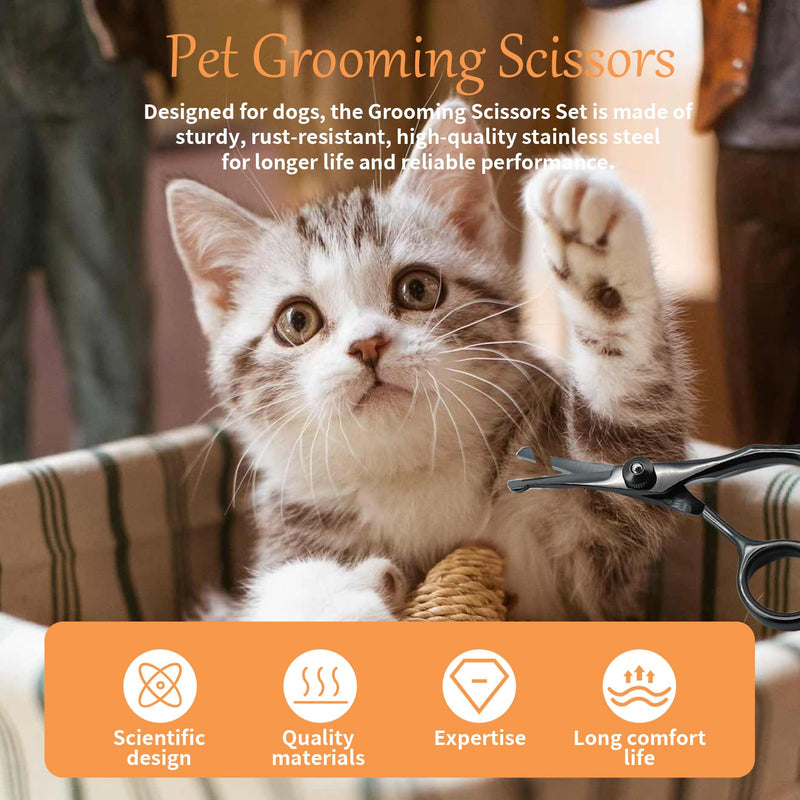 Dog Scissors for Care of Face and Paws, Ears and Eyes, Length 5.3 Inch Cat, Safety Round Tip Grooming Scissors, Titanium Coated Stainless Steel Fur Titanium - Scissors for Face/Legs/Ears