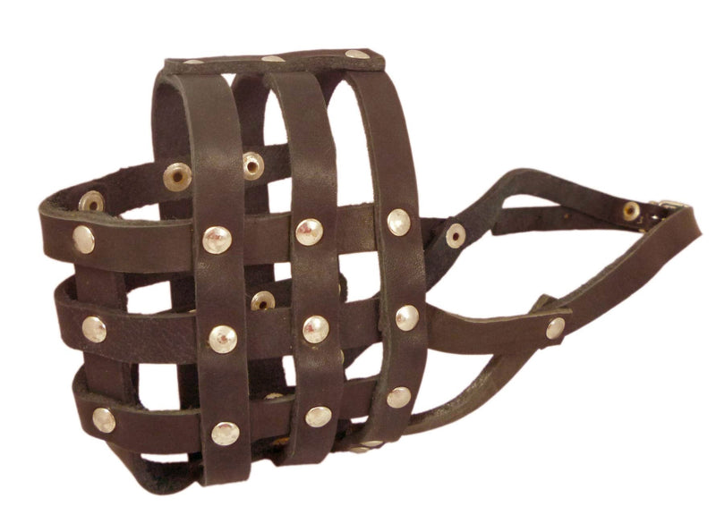Real Leather Dog Basket Muzzle #107 Brown - Pit Bull, Amstaff (Circumference 12", Snout Length 3.5") - PawsPlanet Australia