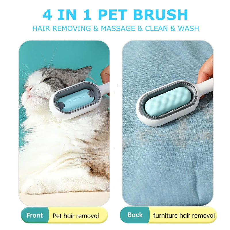 4 in 1 Pet Hair Removal Comb with Gravity Water Tank, Cat Dog Massage Brush Self Cleaning Grooming Wet Comb for Shedding Fur (Long Hair, 2PCS) Long Hair, 2PCS - PawsPlanet Australia