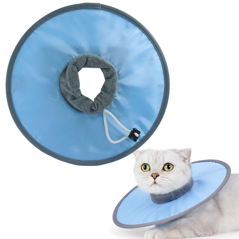 9.5 Inch Adjustable Elizabethan Collar for Cats - Soft & Comfortable Cat Cone Collar to Stop Licking & Scratching, Waterproof & Breathable Pet Cone (Cerulean Blue)