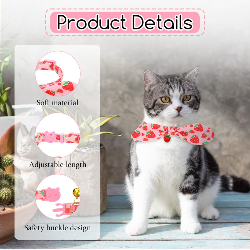 2 Packs Bow Kitten Collar Breakaway with Bell & Pendant Adjustable Kitten Collars with Safety Buckle for Girl Boy Cats Puppy and Small Pets (Pink+Yellow) - PawsPlanet Australia
