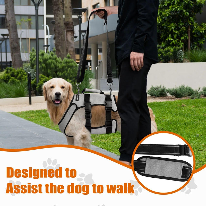 Ayquez Dog Lift Harness with Storage and Transport Bag, Dog Harness with Handle for Lifting & Hip dysplasia, arnés para Perros pequeños, pechera para Perros (Gray, M) Gray - PawsPlanet Australia