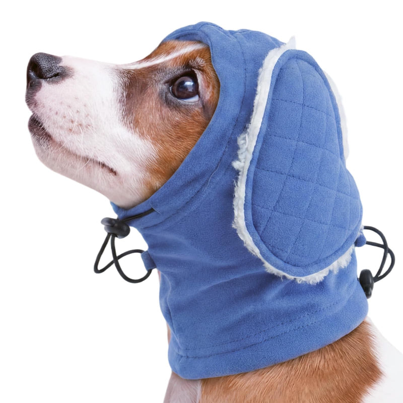 Dog Ear Muffs for Noise Protection – Dog Ear Defenders Calming Hoodie for Anxiety Relief, Anti Scratch Ear Wrap for Grooming Blow Drying Fireworks Thunder (Blue, S) Blue