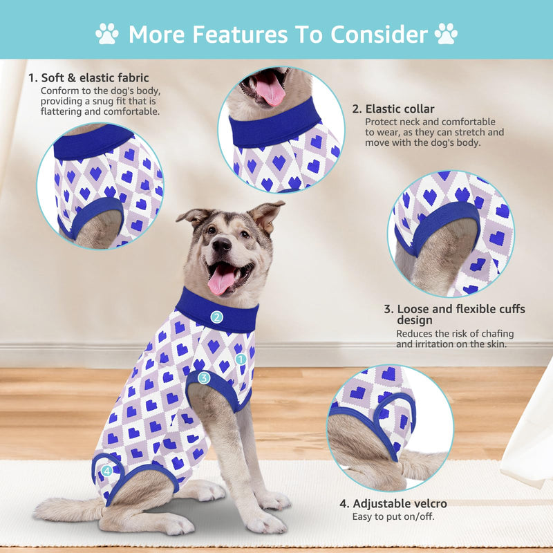 Recovery Suit for Dogs, Dog Recovery Suit Male Female Post Spay, Neuter, Abdominal Surgery Recovery Suit with an Inner Layer Pocket, Prevent Licking Soft Breathable Cotton, Blue, XL - PawsPlanet Australia