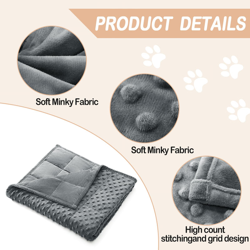 YUSRA Small Weighted Blanket for Dogs, Warm Minky Dog Blanket Especially for Thunderstorms, Fireworks, Separation, Travel, Bed and Couch, Machine Washable, Soft Dog Blanket (Grey, 24 * 32inch 2lbs) 24*32inch 2lbs Grey - PawsPlanet Australia