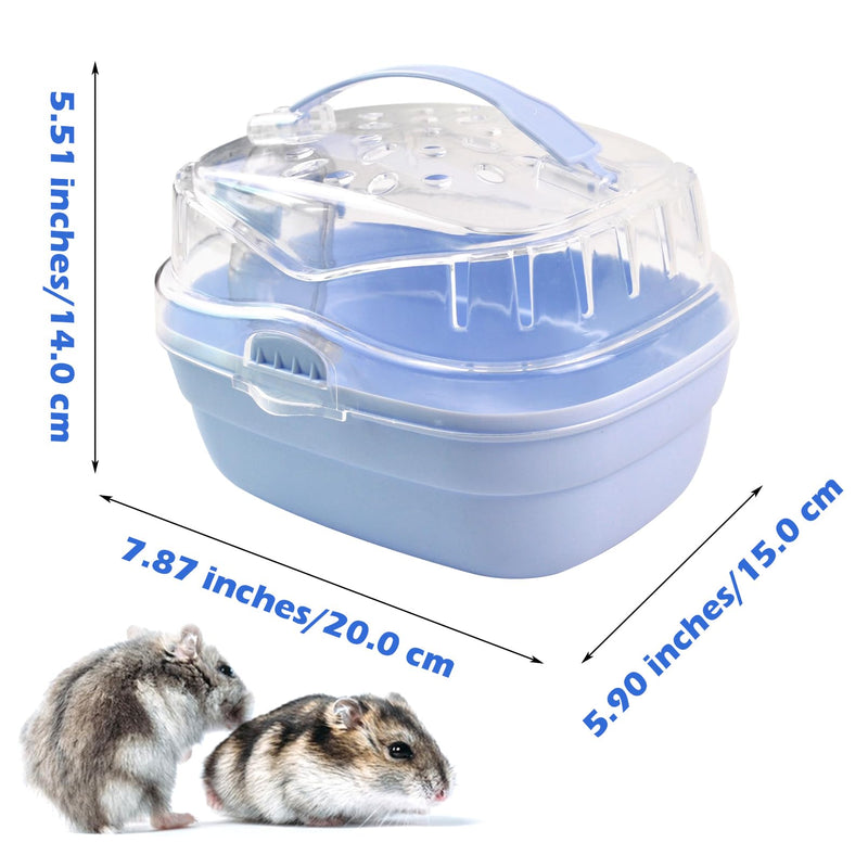 Hamster Carrier Cage with Water Bottle,Portable Hamsters Travel Cage Plastic Guinea Pig Carrying Cases Small Animal Carry Cage for Dwarf Hamsters Chinchillas Hedgehog Mouse(Blue) 【Blue】 - PawsPlanet Australia