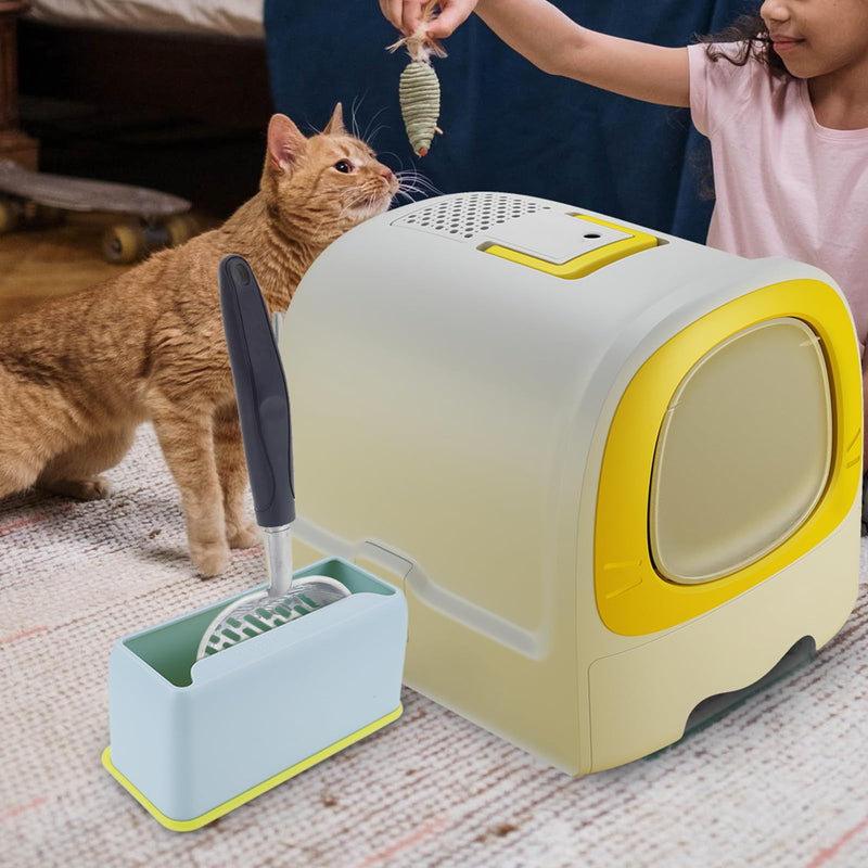 Abaodam 2-Piece Plastic Cat Litter Scoop Holder, Household Scoop Stand, Blue with Bracket, Wear-Resistant and Easy to Clean