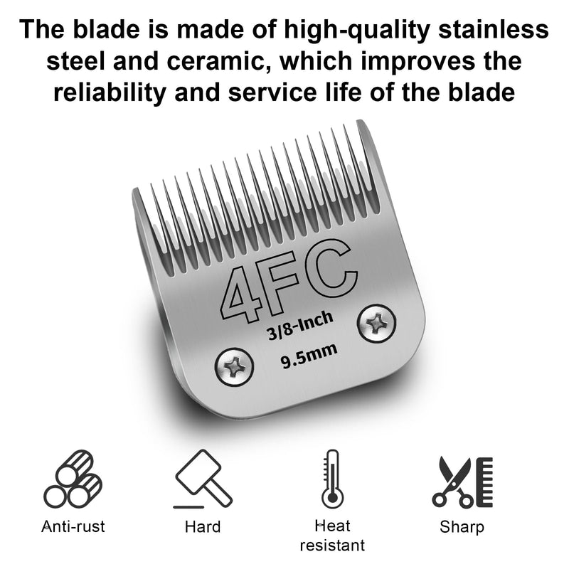 4FC Detachable Pet Clipper Replacement Blades Compatible with Andis/Oster A5/Wahl KM10 Series Dog Clipper,Made of Ceramic Blade & Stainless Steel Blade,Size 4FC Cut Length 3/8-Inch（2 Pack） 4FC-2 - PawsPlanet Australia