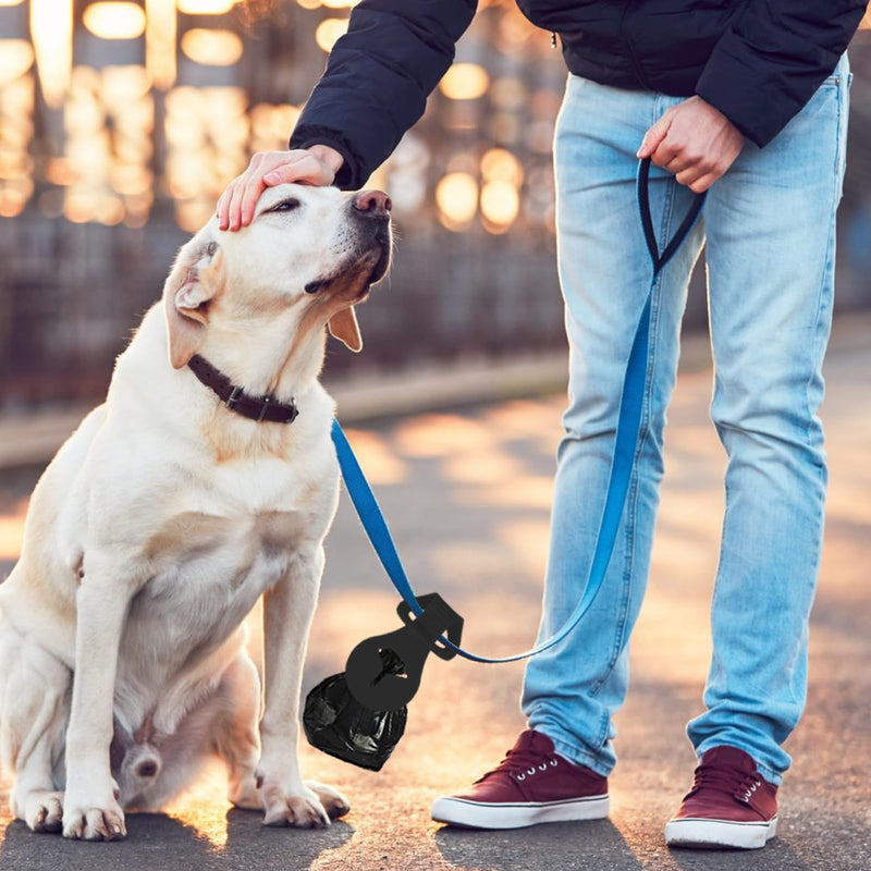 Pack of 2 Silicone Poop Bag Holder Hands Free Dog Lead Waste Bag Holder Puppy Lead Bag Holder for Dog Walking Black