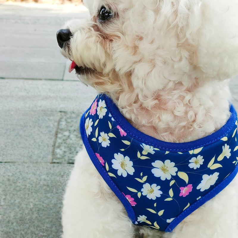 Reversible Prints Dog Harness Pet Harnesses for Extra Small Medium Large Dogs Soft Breathable Adjustable Puppy Vest for Easy Walking (Blue, Medium) Blue - PawsPlanet Australia