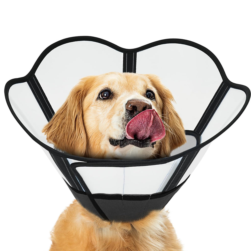 Supet Soft Dog Cone Collar for Large Dogs, Comfortable Dog Cone to Stop Licking, E Collar for Dogs After Surgery, Adjustable Dog Cones for Small Medium Large Dogs 2XL (Neck:16.5-19.5 in) Black