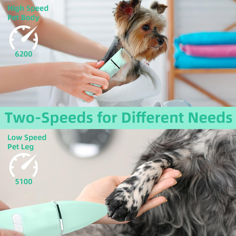 Pet Paw Trimmer, 2 Speed 4 in 1 Dog Paw Trimmers Dog Grooming Kit with LED Light, Dog Trimmer for Paws Quiet Dog Paw Trimmers for Small Dogs USB Rechargeable for Cats and Other Pets, Cyan - PawsPlanet Australia