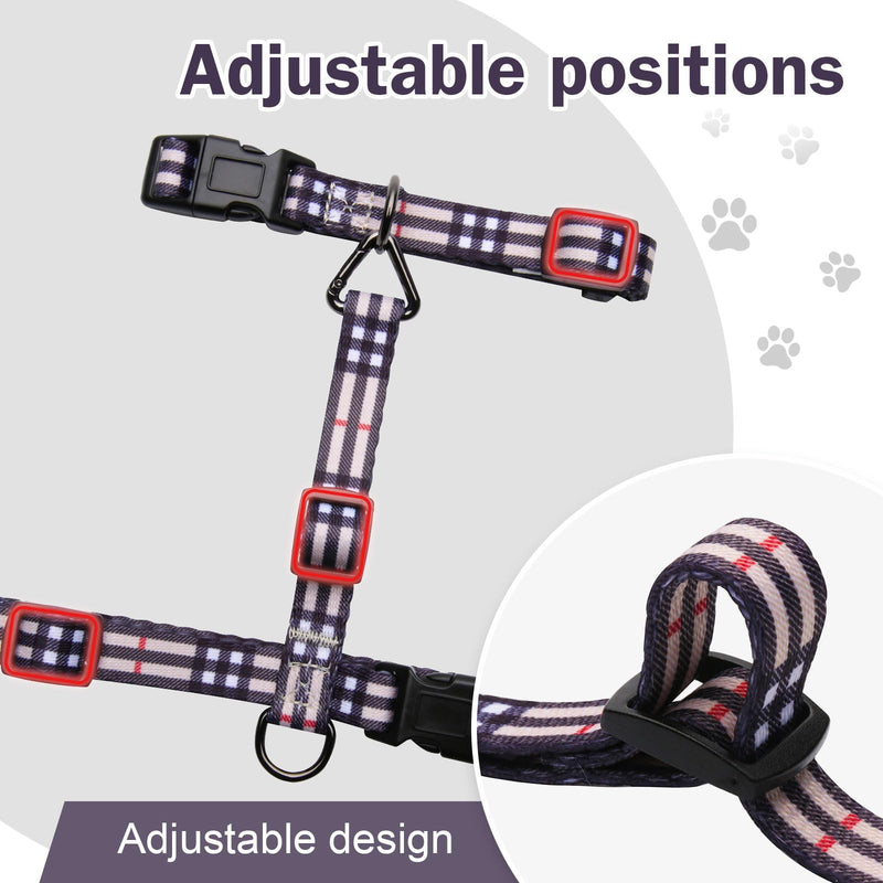 Hikiko Cat Harness and Leash Set Escape Proof Adjustable Walking Travel Soft Kitten Harness for Small Medium Large Cats (Khaki Plaid, M) Khaki Plaid - PawsPlanet Australia