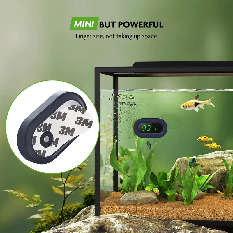 Aquarium Thermometer Digital, LED Display Fish Tank Thermometer Stick On Highly Accurate to ±0.9℉, Wireless Temperature Measurement for Fish, Betta, Aquatic, Replaceable Battery Green Display - PawsPlanet Australia
