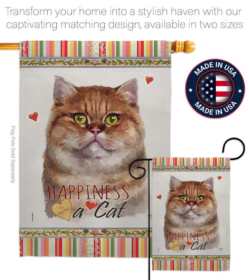 Breeze Decor British Short Hair Happiness House Flag Pack Cat Kitten Meow Spoiled Paw Fur Pet Nature Farm Animal Creature Embroidery Banner Small Garden Yard Gift Double-Sided, Made in USA - PawsPlanet Australia