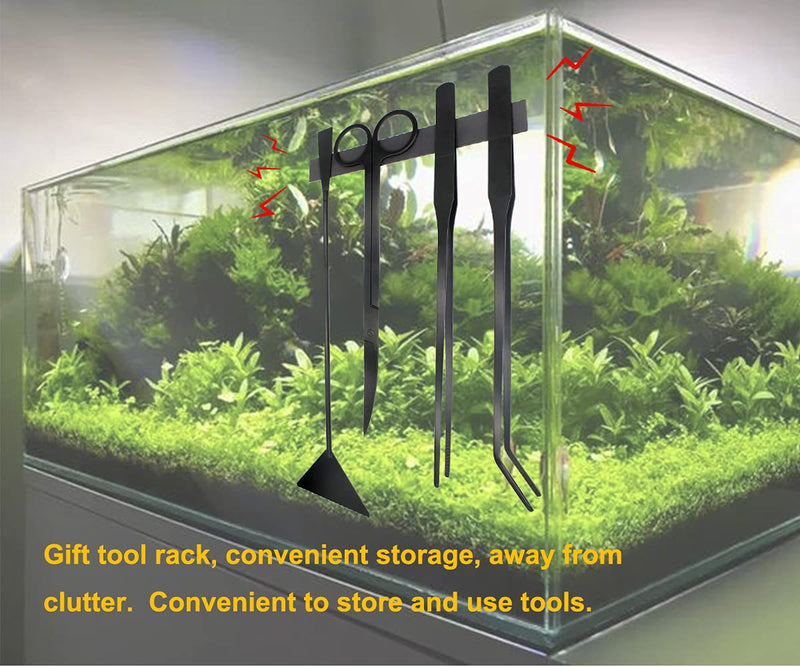 4Pcs Aquascaping Tools Kit, Long Stainless Steel Aquarium Plant Tools with Black Anti-rust Coating, Aquarium Tweezers, Scissors, and Scrapers for Aquascaping Cleaning（Magnetic Tool Holder） - PawsPlanet Australia