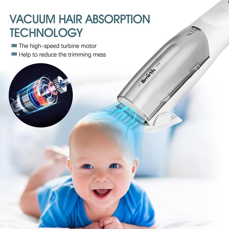Bimirth Baby Hair Clipper with Vacuum - Hair Trimmer for Kids and Toddlers - Waterproof, Rechargeable, Cordless Hair Cutting Machine for Children (with Bag) - PawsPlanet Australia