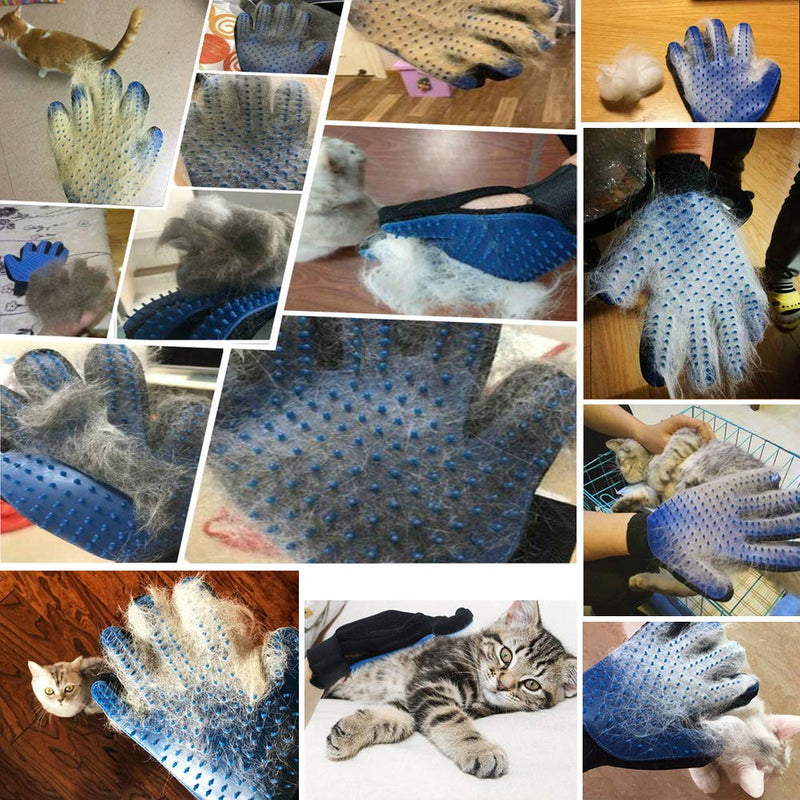 Pet Grooming Glove 2 PCS, Upgraded 259 Soft Pet Hair Remover Gentle Deshedding Brush Glove Deshedding Tool for Cats Dogs -Efficient Pet Hair Remover Mitt(M) - PawsPlanet Australia