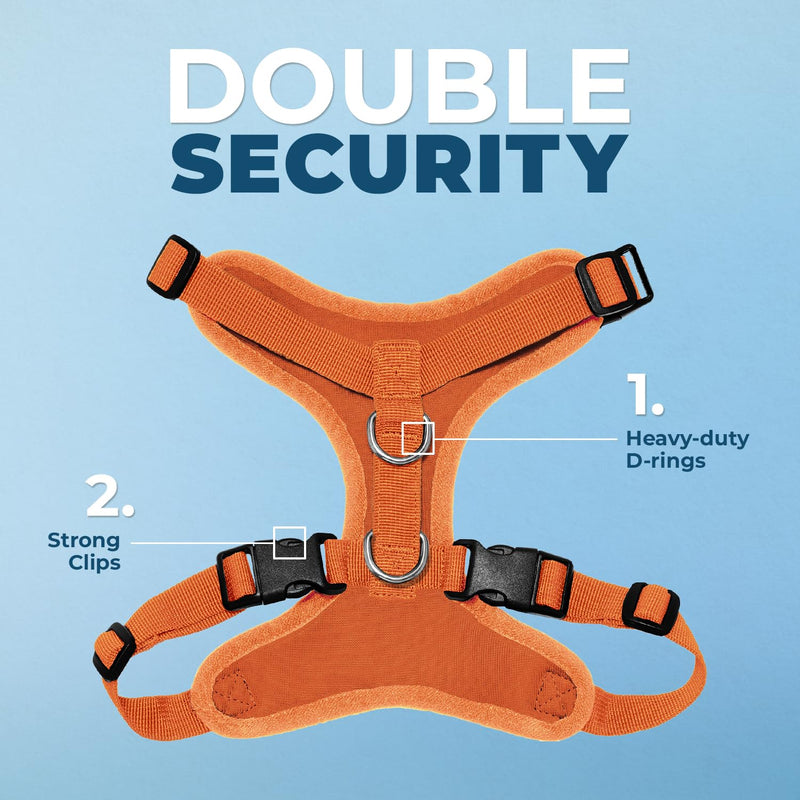 Voyager Step-in Lock Dog Harness w Reflective Dog Leash Combo Set with Neoprene Handle 5ft - Supports Small, Medium and Large Breed Puppies/Cats by Best Pet Supplies - Orange, M - PawsPlanet Australia