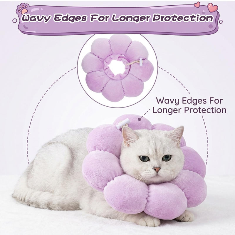 Cat Cone Collar, Adjustable Cat Recovery Collar, Cute Waterproof Cats Recovery Collars Soft Lightweight Cone Collars for Cats After Surgery