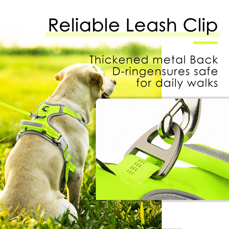 ThinkPet No Pull Harness Set Breathable Sport Harness with Handle - Reflective Padded Dog Safety Vest with Reflective Neon Dog Leash S Harness Leash Pack Green Small (Pack of 1) - PawsPlanet Australia
