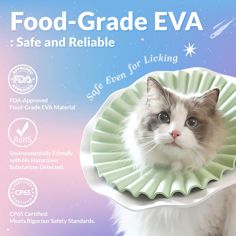 McGill’s Tail Cat Cone Collar Soft, Comfortable Cat Recovery Collar with Royal Ruffled Design, Adjustable Elizabethan Collar for Cats, Water-Resistant EVA Cat Cones After Surgery (Mint Green, M) Mint Green Medium