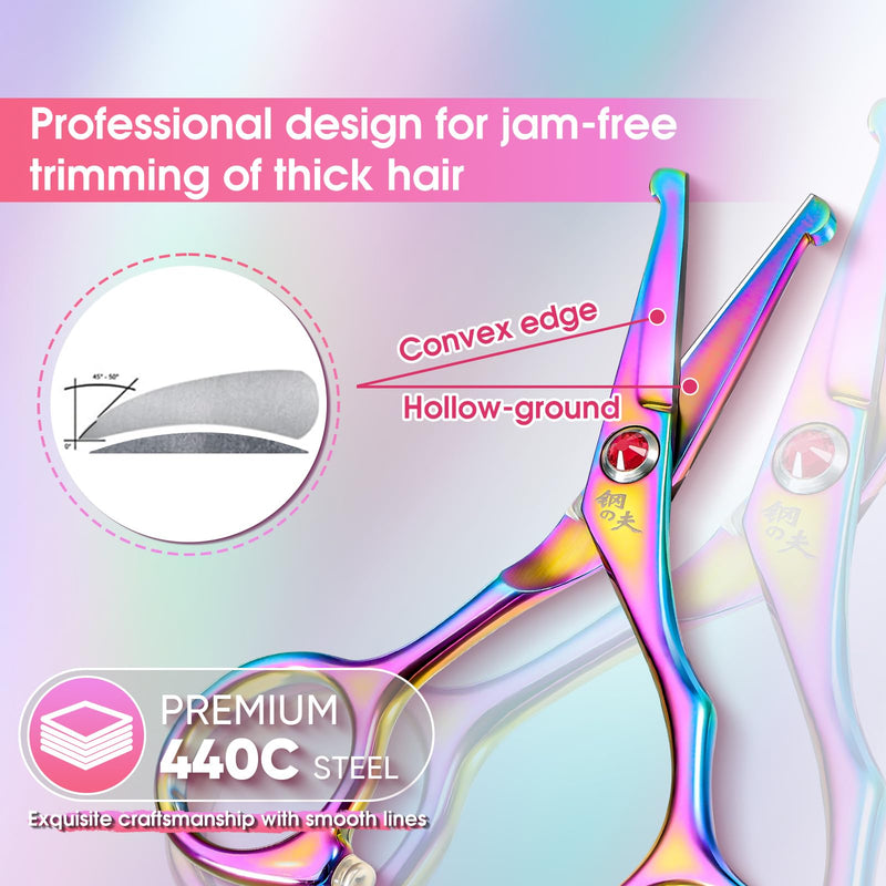 Small Dog Grooming Scissor -Rainbow Nose Hair Scissors with Safe Round Tips, Pet Scissors for Detailed Trimming, Japanese Stainless Steel,Ideal Gift Detail Grooming Scissors - PawsPlanet Australia