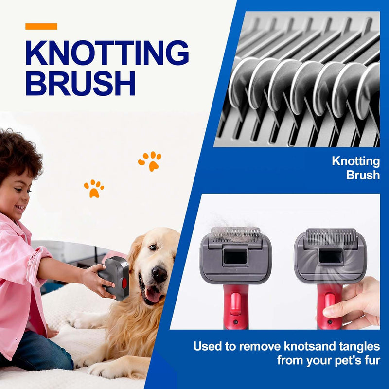 2-in-1 Pet Grooming Kit – Compatible with Dyson V7 V8 V10 V11 V15, Dog Hair Vacuum Attachment, Self-Cleaning Brush Removes Hair, Dander & Undercoat, Extended Hose & Trigger Lock